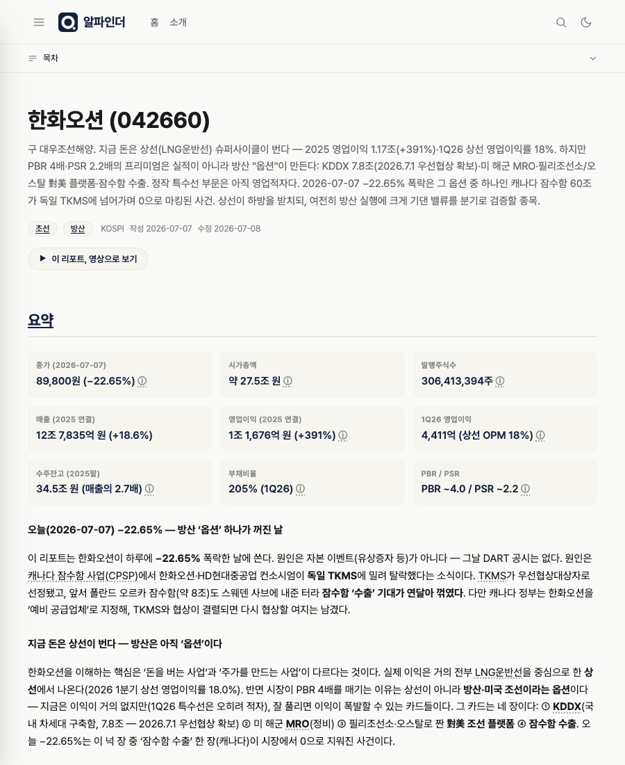 한화오션(042660) 기업분석 리포트